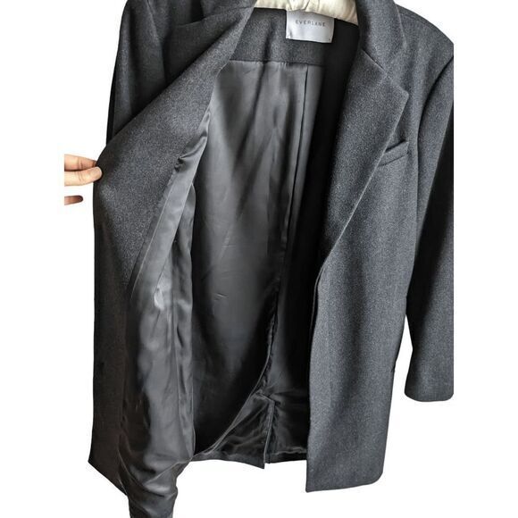Everlane wool cashmere cocoon peacoat size XS long charcoal gray coat - Picture 8 of 11